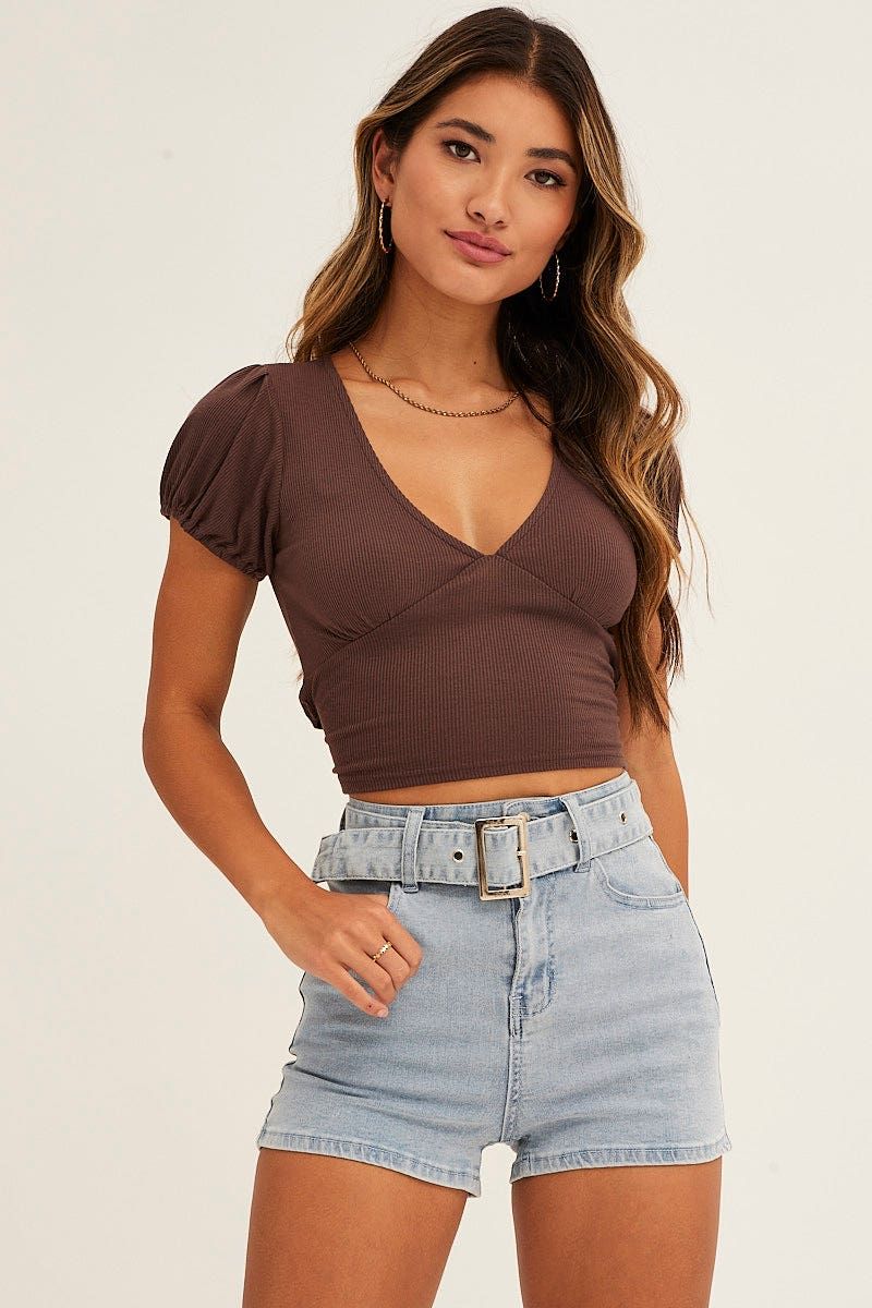 Blue High Waist Denim Shorts Skinny sold by Ally Fashion