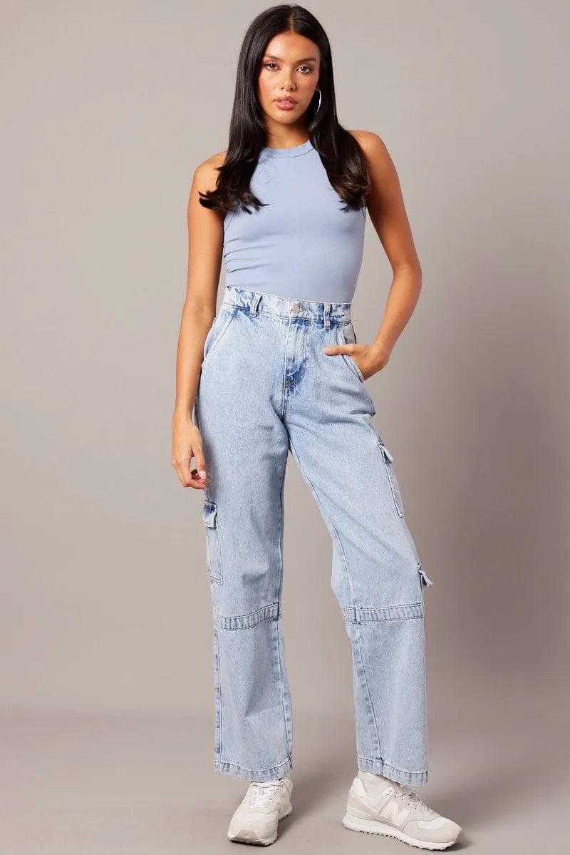 Blue Tank Top Crew Neck Seamless sold by Ally Fashion product image thumbnail 2