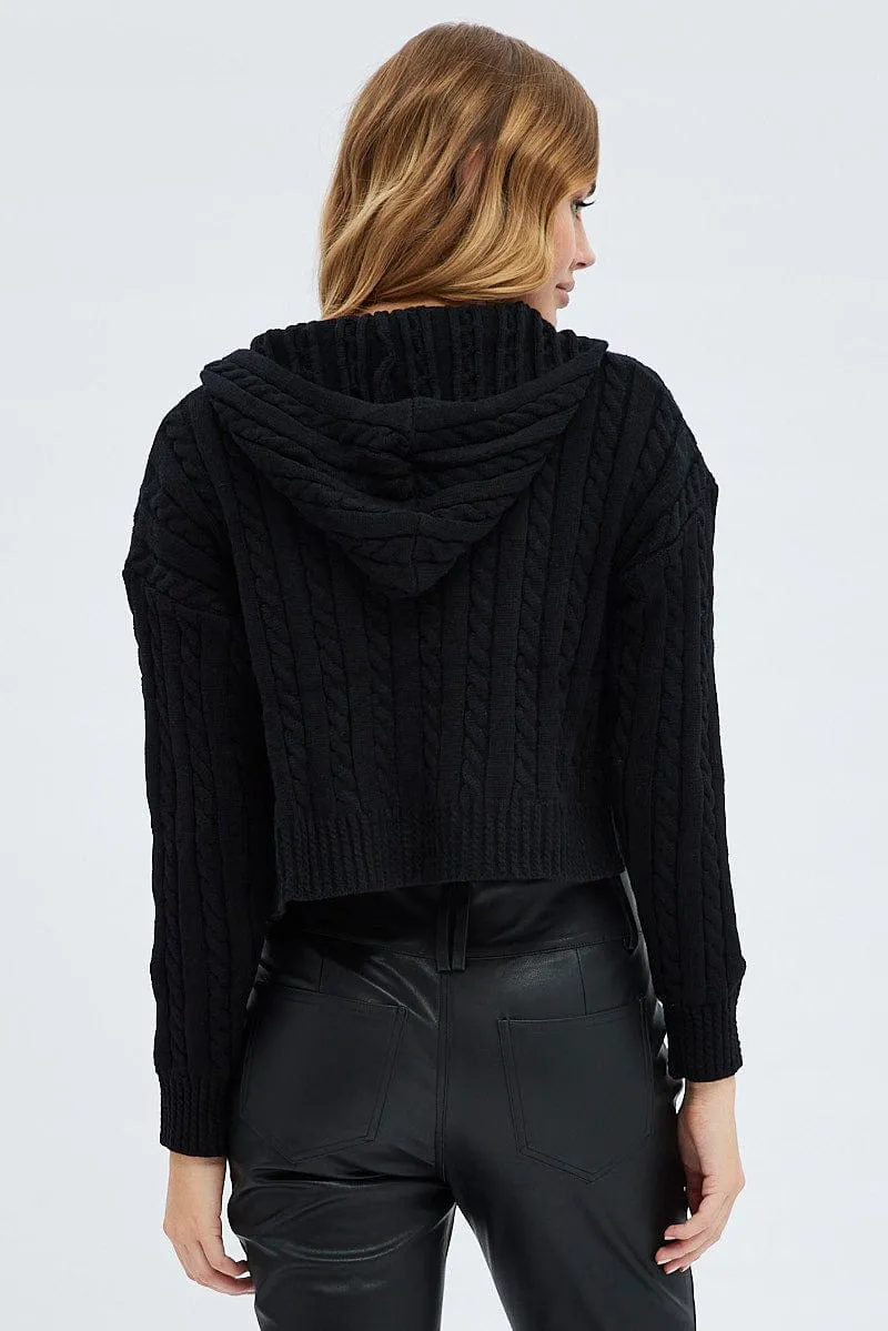 Black Cable Knit Cardigan Hooded sold by Ally Fashion product image thumbnail 5