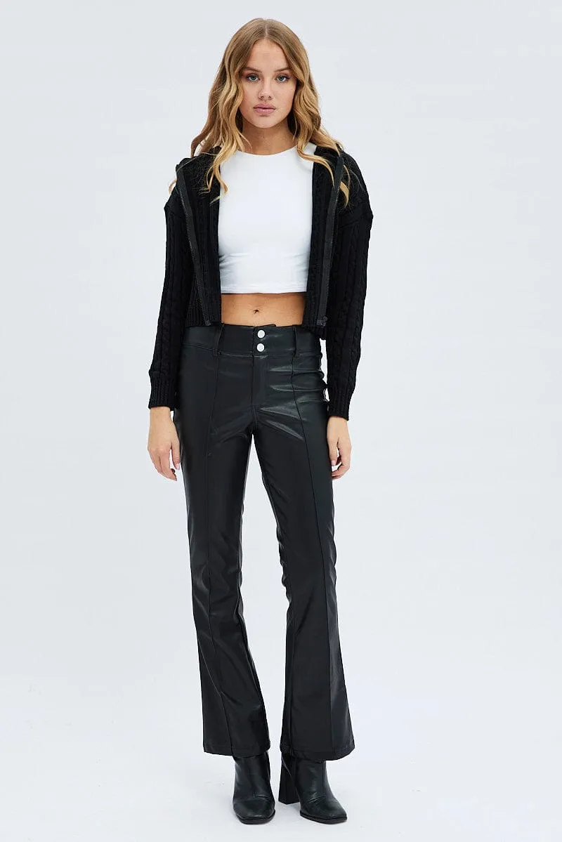 Black Cable Knit Cardigan Hooded sold by Ally Fashion product image thumbnail 2