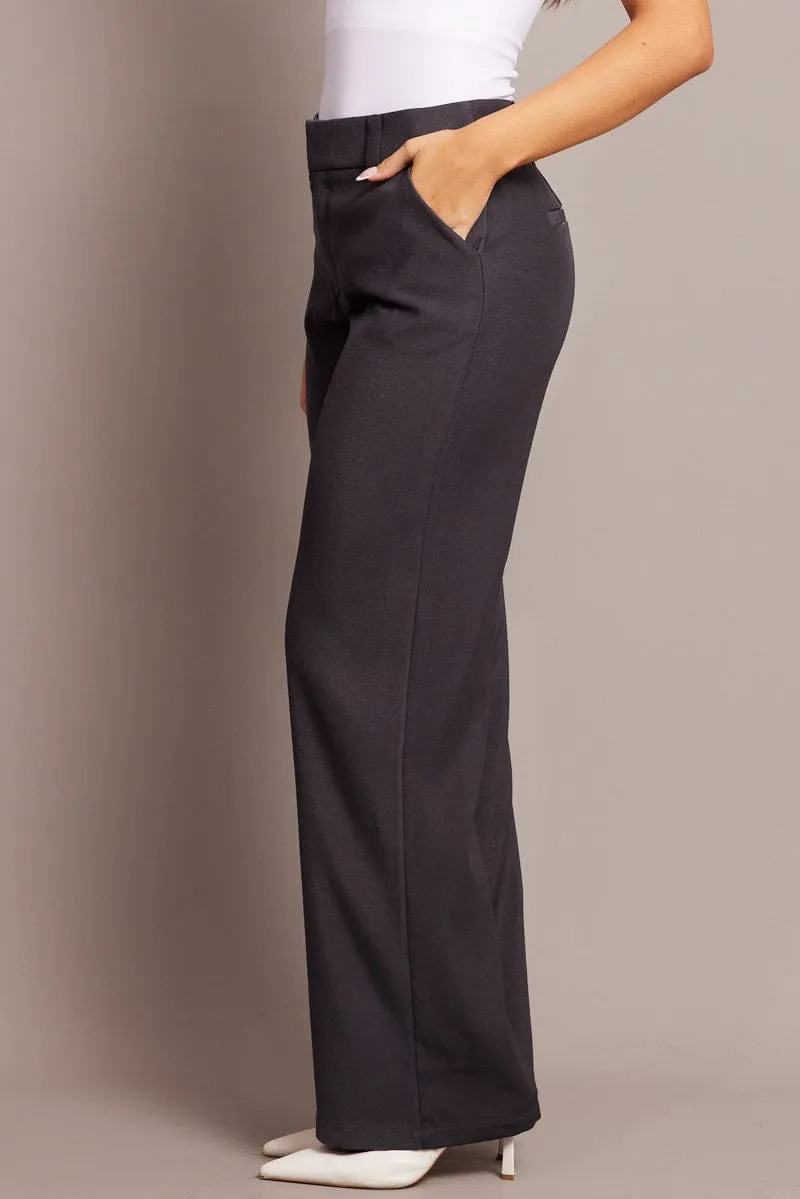 Grey Straight Fit Pants Mid Rise sold by Ally Fashion product image thumbnail 4