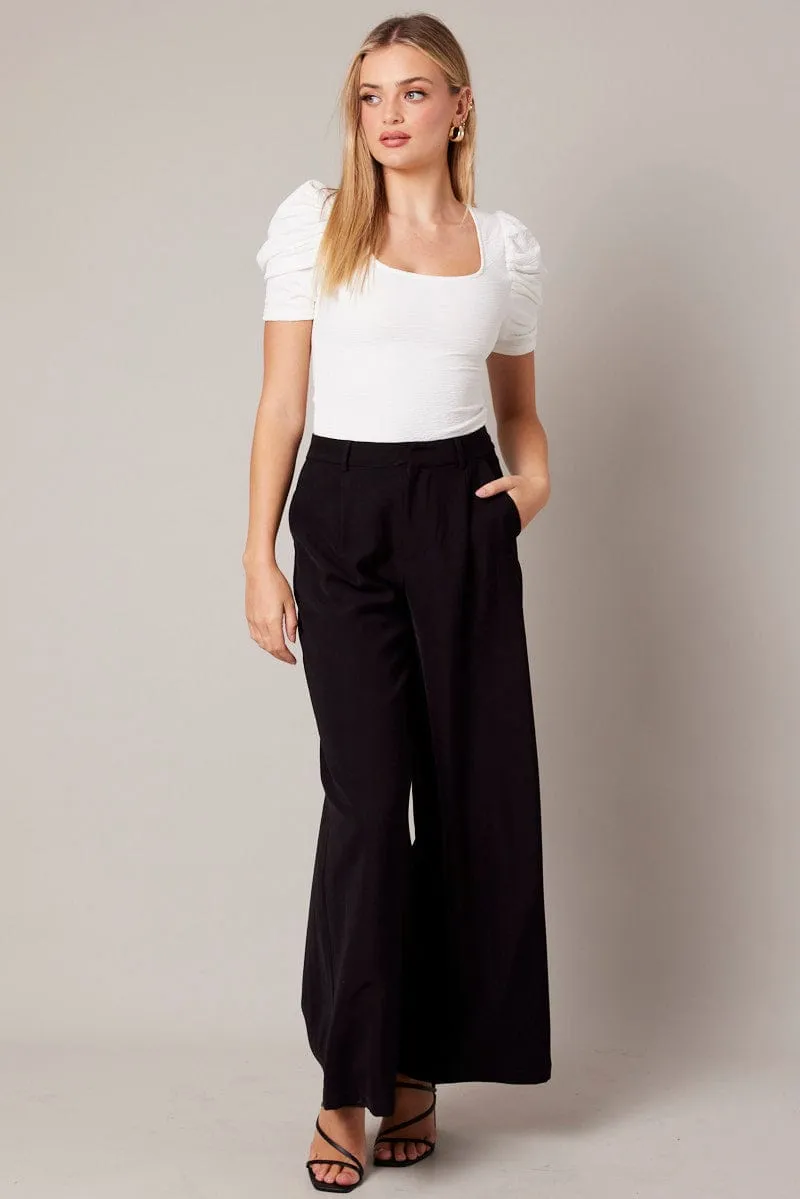 White Bodysuit Short Sleeve Textured sold by Ally Fashion product image thumbnail 2