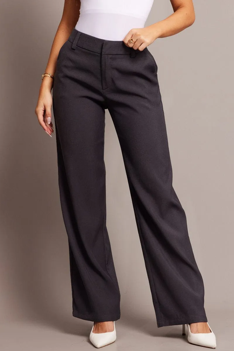Grey Straight Fit Pants Mid Rise sold by Ally Fashion product image thumbnail 3