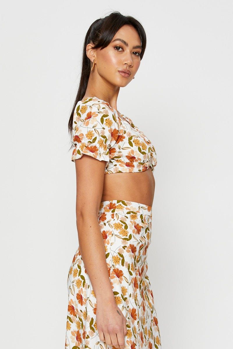 Print Crop Top Tie Up sold by Ally Fashion product image thumbnail 4