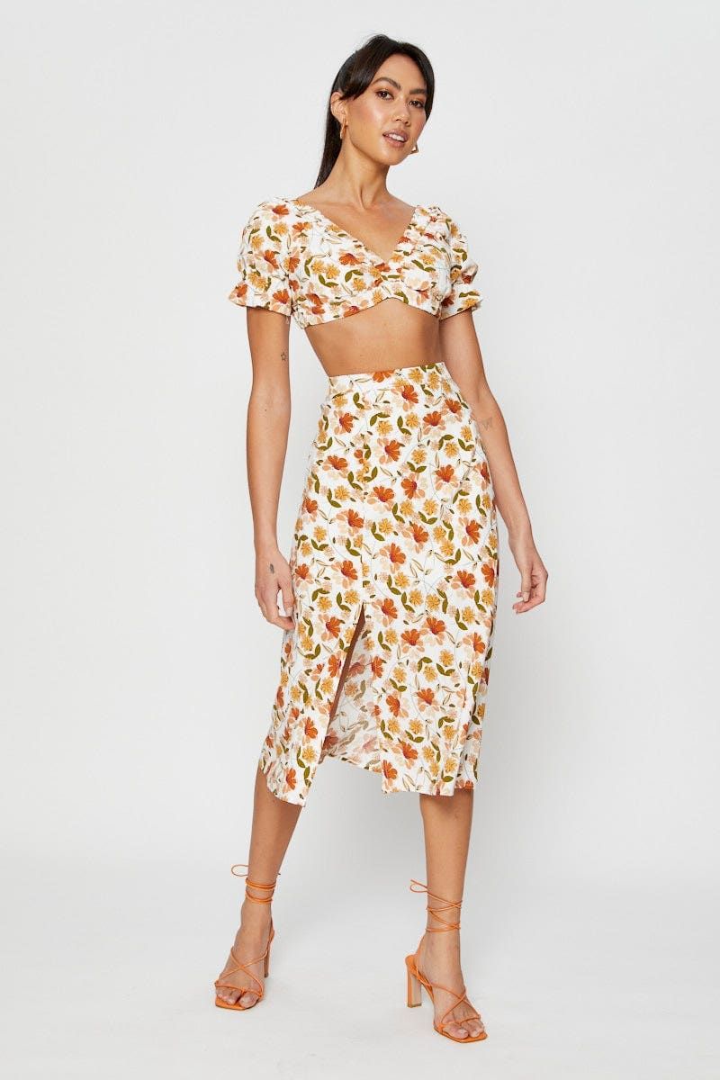 Print Crop Top Tie Up sold by Ally Fashion product image thumbnail 3