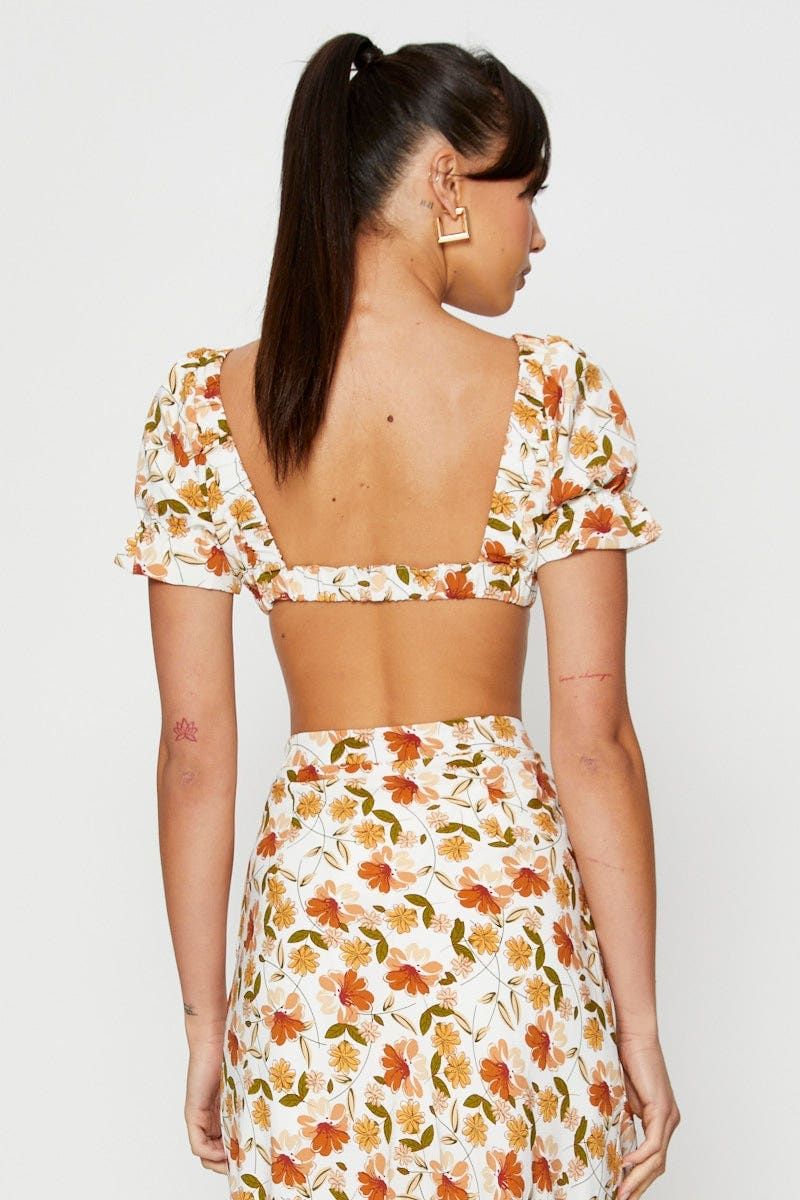 Print Crop Top Tie Up sold by Ally Fashion product image thumbnail 5