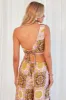 Multi Abstract Scarf Top Onle Shoulder Tie Back sold by Ally Fashion