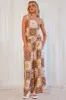 Multi Abstract Scarf Top Onle Shoulder Tie Back sold by Ally Fashion