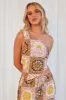 Multi Abstract Scarf Top Onle Shoulder Tie Back sold by Ally Fashion