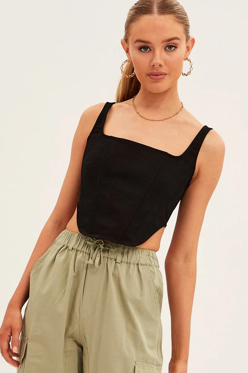 Black Corset Top Sleeveless Square Neck Structured sold by Ally Fashion product image thumbnail 3