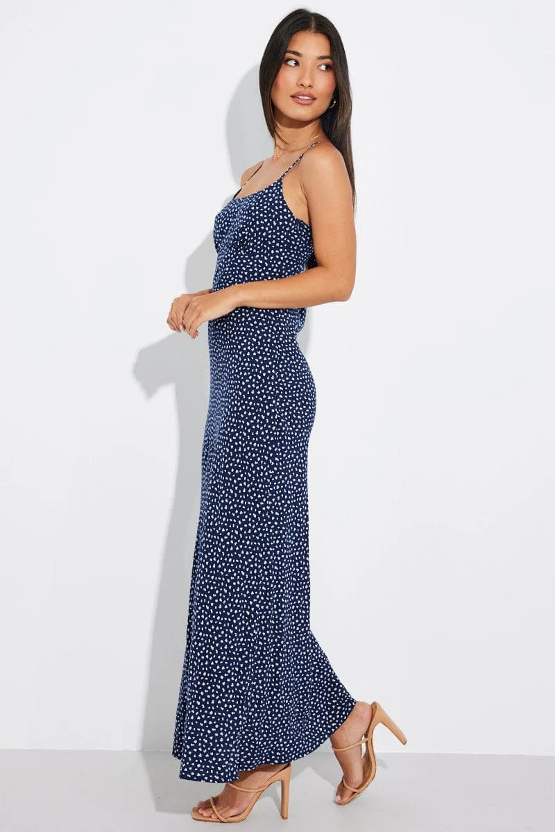 Blue Ditsy Maxi Dress Sleeveless Slip sold by Ally Fashion product image thumbnail 4
