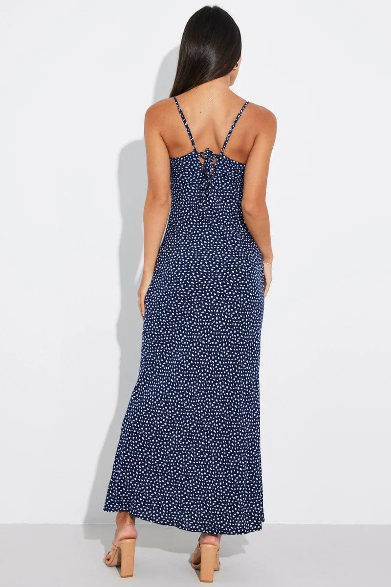 Blue Ditsy Maxi Dress Sleeveless Slip sold by Ally Fashion product image thumbnail 5