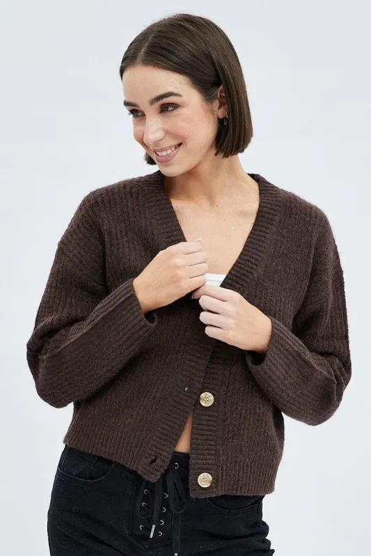 Brown Oversized Cardigan sold by Ally Fashion