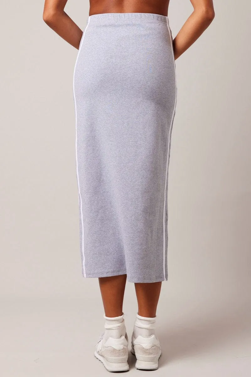 Grey Midi Skirt Side Stripe sold by Ally Fashion product image thumbnail 5