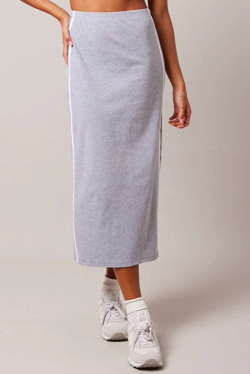 Grey Midi Skirt Side Stripe sold by Ally Fashion product image thumbnail 3