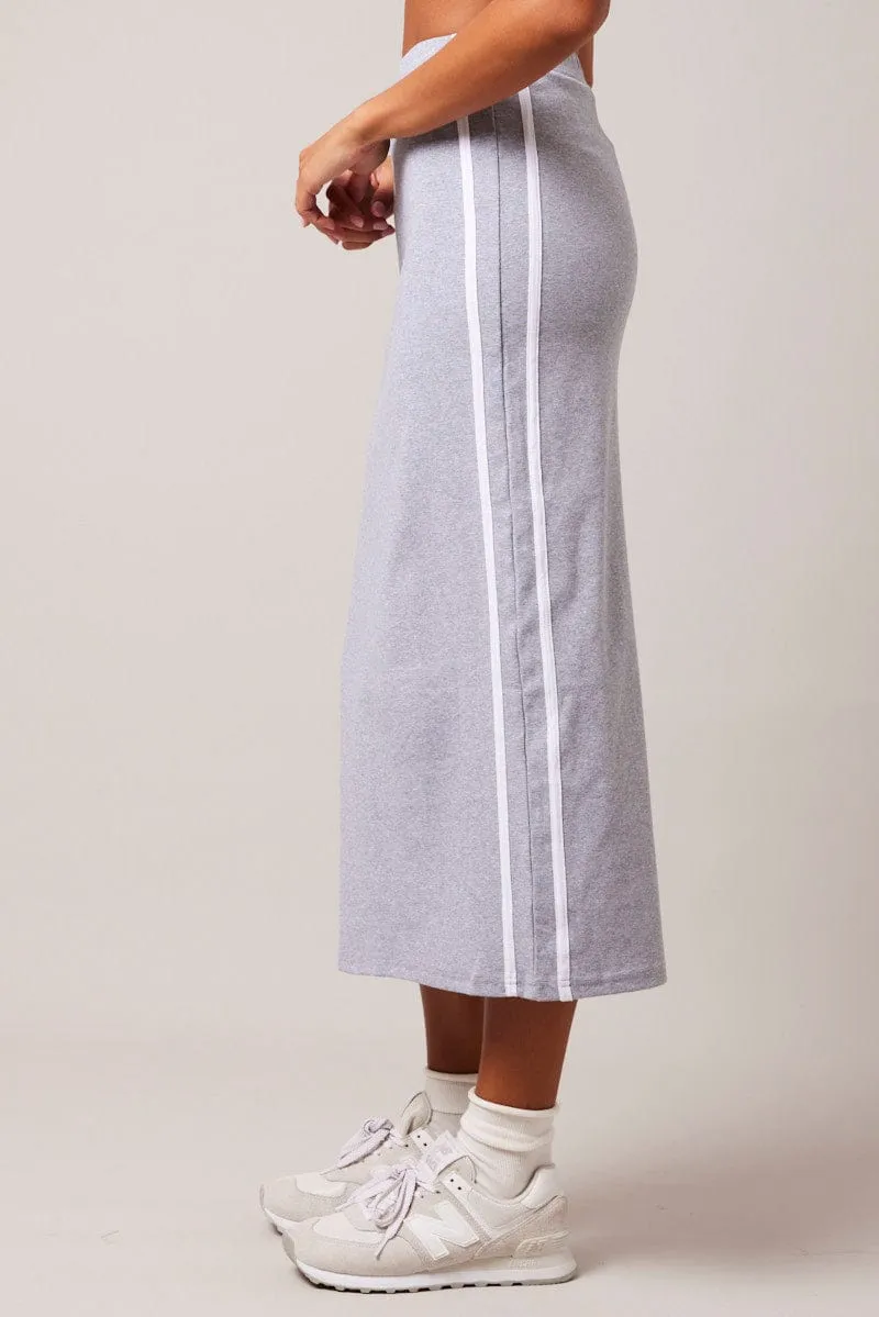 Grey Midi Skirt Side Stripe sold by Ally Fashion product image thumbnail 4