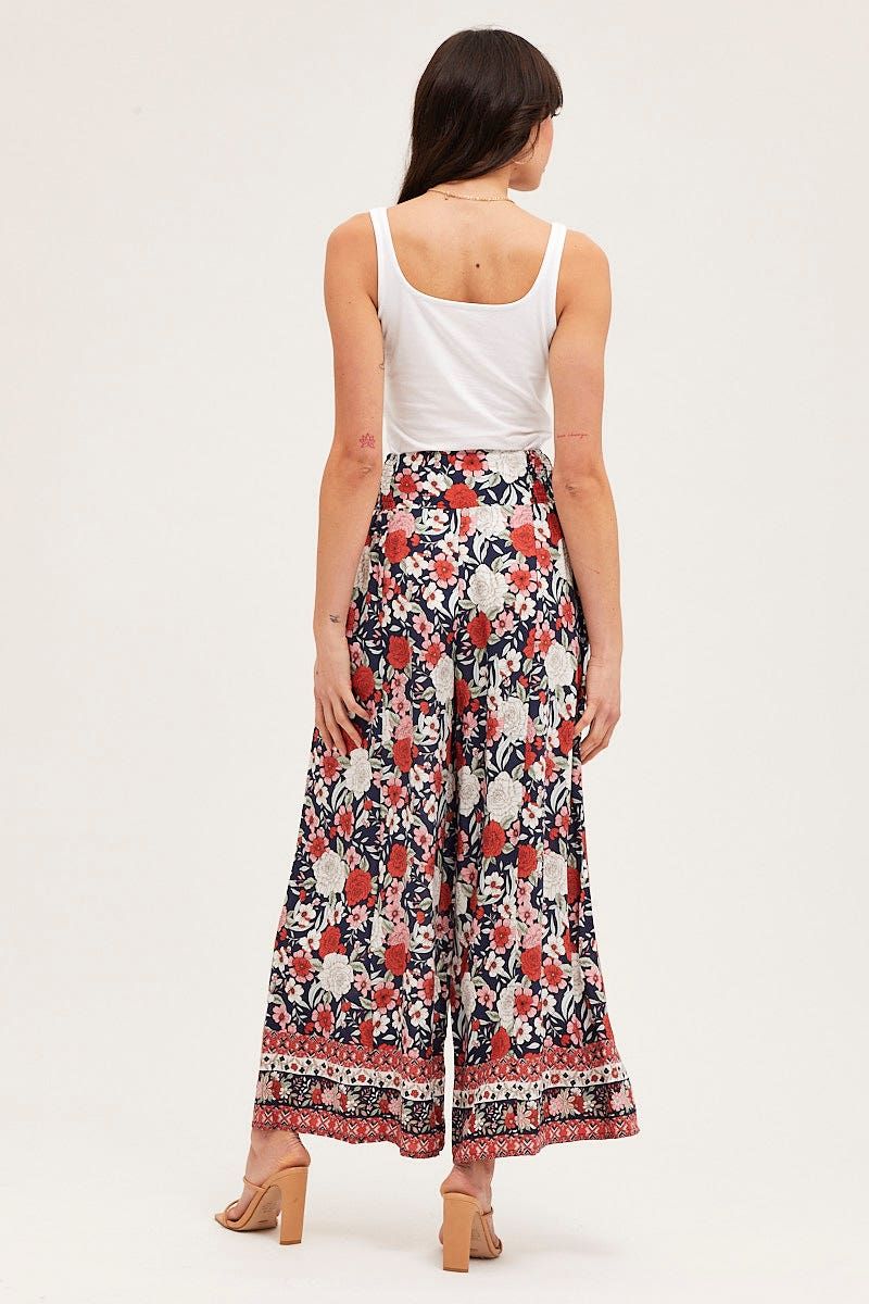 Boho Print Wide Leg Pants High Rise Elastic Waist sold by Ally Fashion product image thumbnail 5