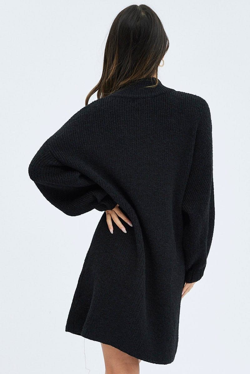 Black Knit Dress Long Sleeve Turtleneck Oversized sold by Ally Fashion product image thumbnail 5