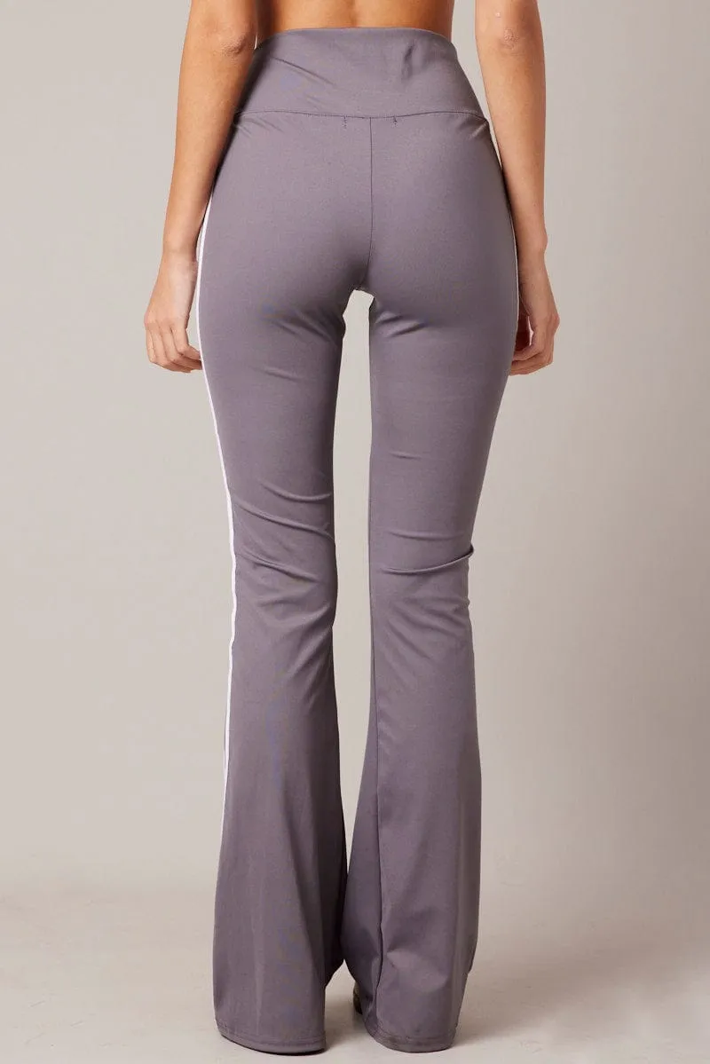 Grey Flare Yoga Pants Side Stripe sold by Ally Fashion product image thumbnail 5