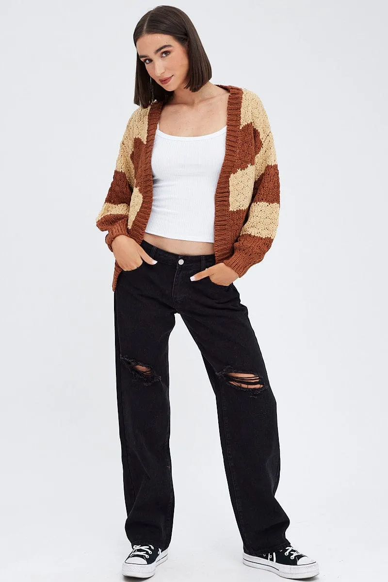 Beige Stripe Oversized Crop Cardigan sold by Ally Fashion product image thumbnail 2