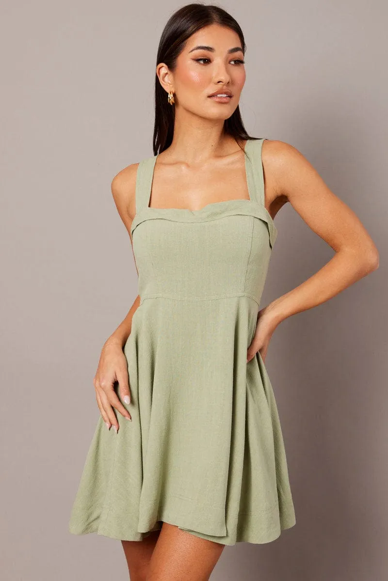 Green Fit And Flare Dress Mini sold by Ally Fashion
