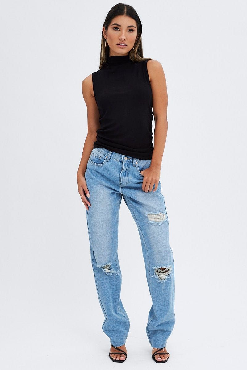 Black Top Sleeveless Cowl Neck Rib sold by Ally Fashion product image thumbnail 2