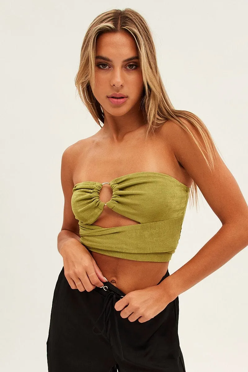 Green Ring Detail Strapless Crop Top sold by Ally Fashion product image thumbnail 3