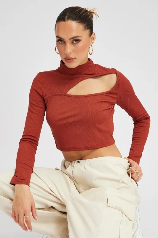 Beige Cut Out Top sold by Ally Fashion