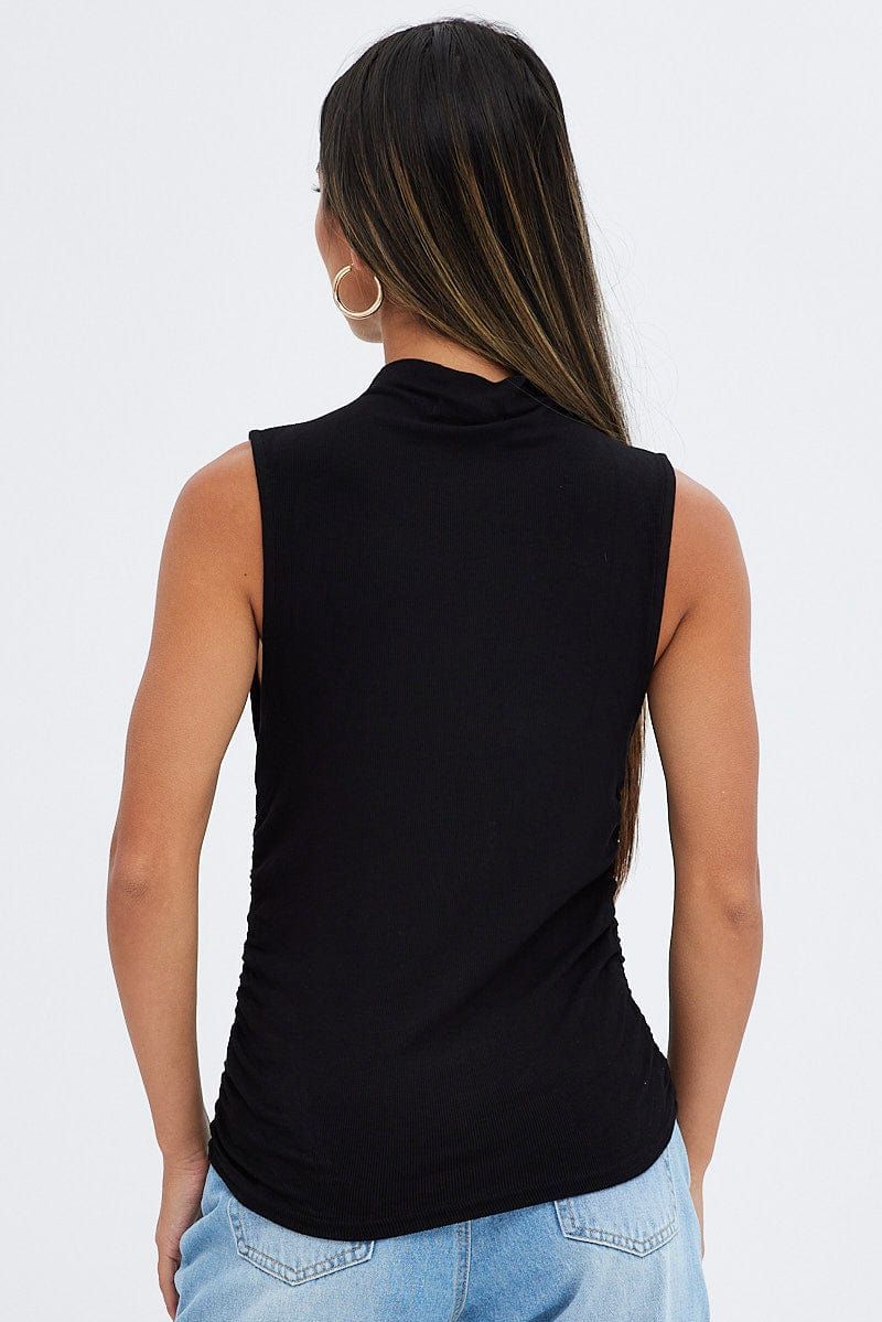 Black Top Sleeveless Cowl Neck Rib sold by Ally Fashion product image thumbnail 5
