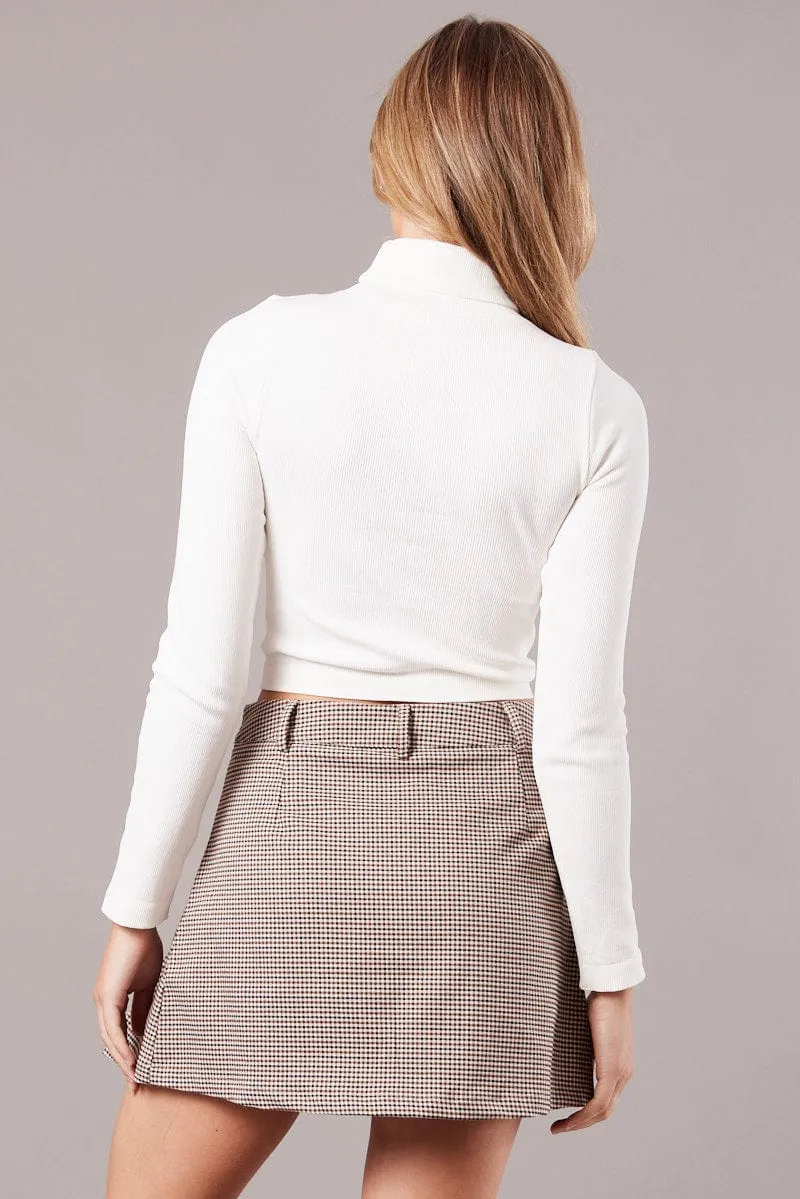 Beige Check Mini Skirt Pleated sold by Ally Fashion product image thumbnail 5