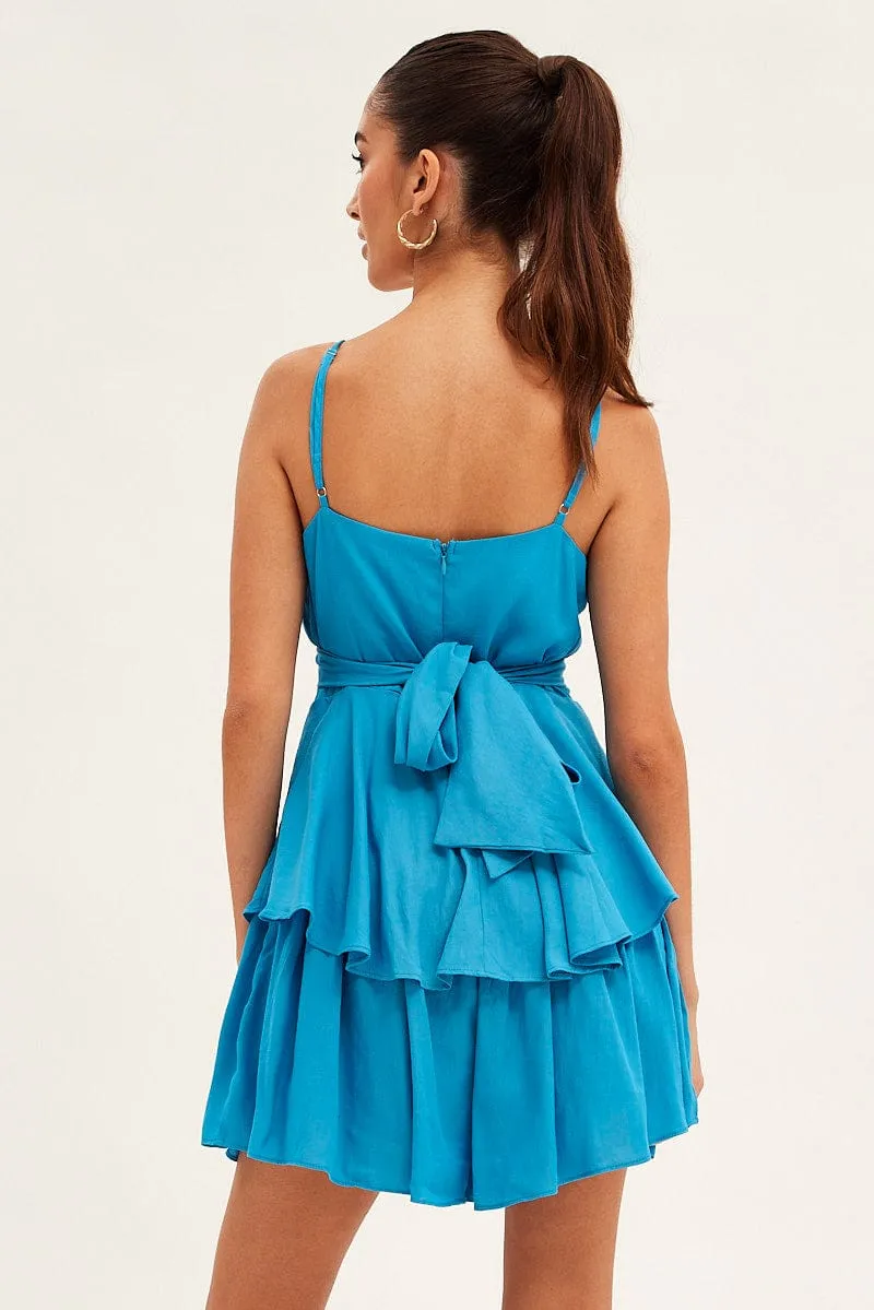 Blue Fit And Flare Playsuit Sleeveless V-Neck sold by Ally Fashion product image thumbnail 5