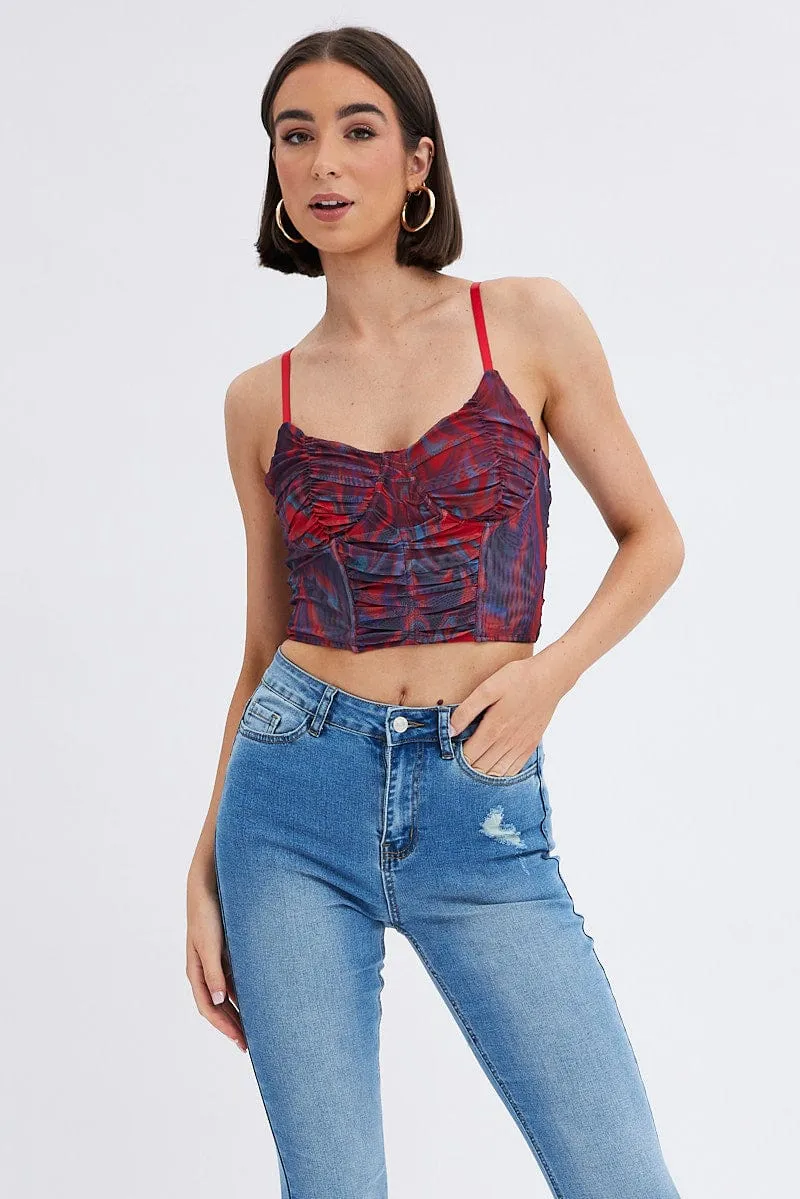 Red Abstract Short Top Sleeveless Abstract Prints sold by Ally Fashion product image thumbnail 3