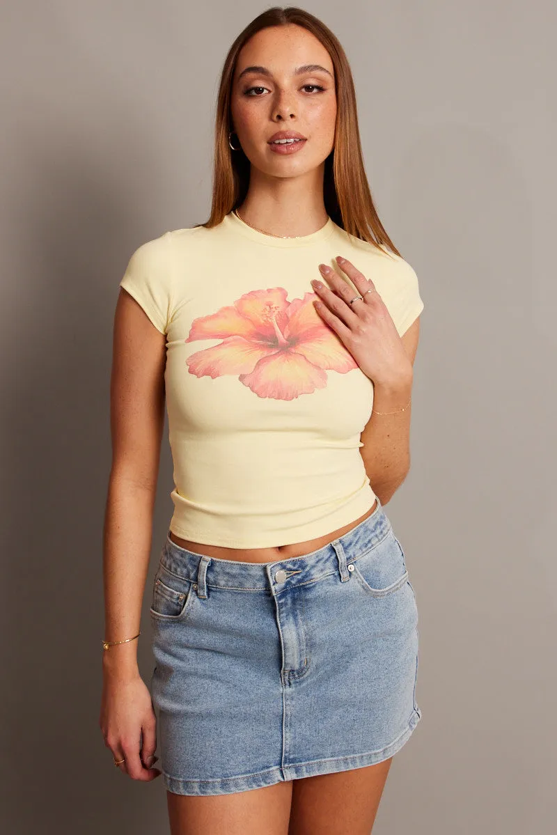 Yellow Graphic Tee Short Sleeve sold by Ally Fashion product image thumbnail 3