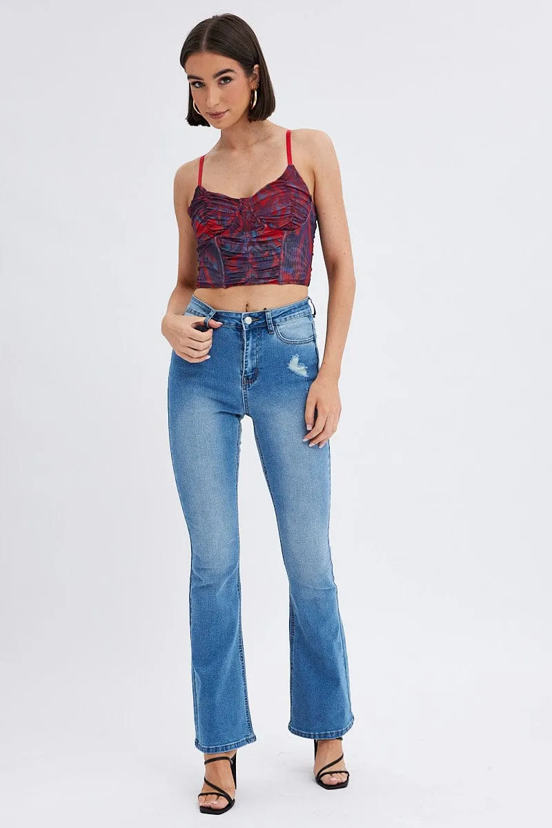 Red Abstract Short Top Sleeveless Abstract Prints sold by Ally Fashion product image thumbnail 2