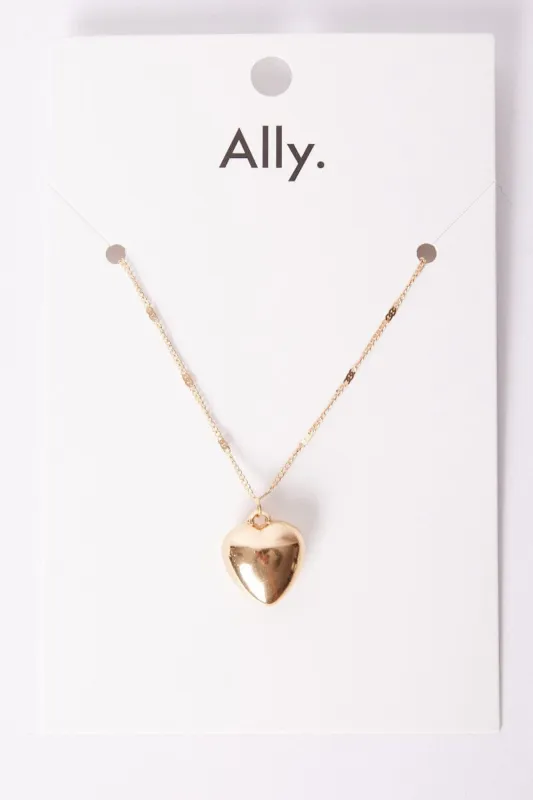 Gold Heart Pendant Necklace sold by Ally Fashion