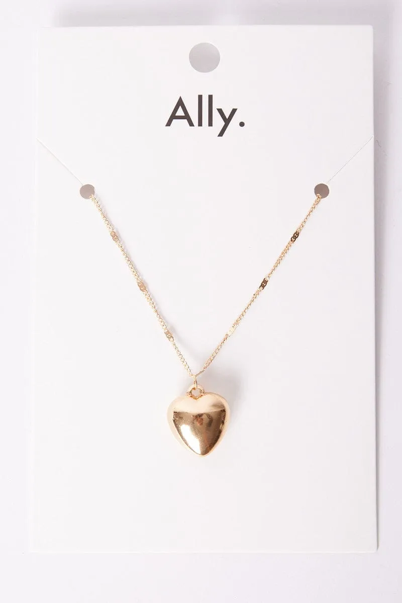 Gold Heart Pendant Necklace sold by Ally Fashion