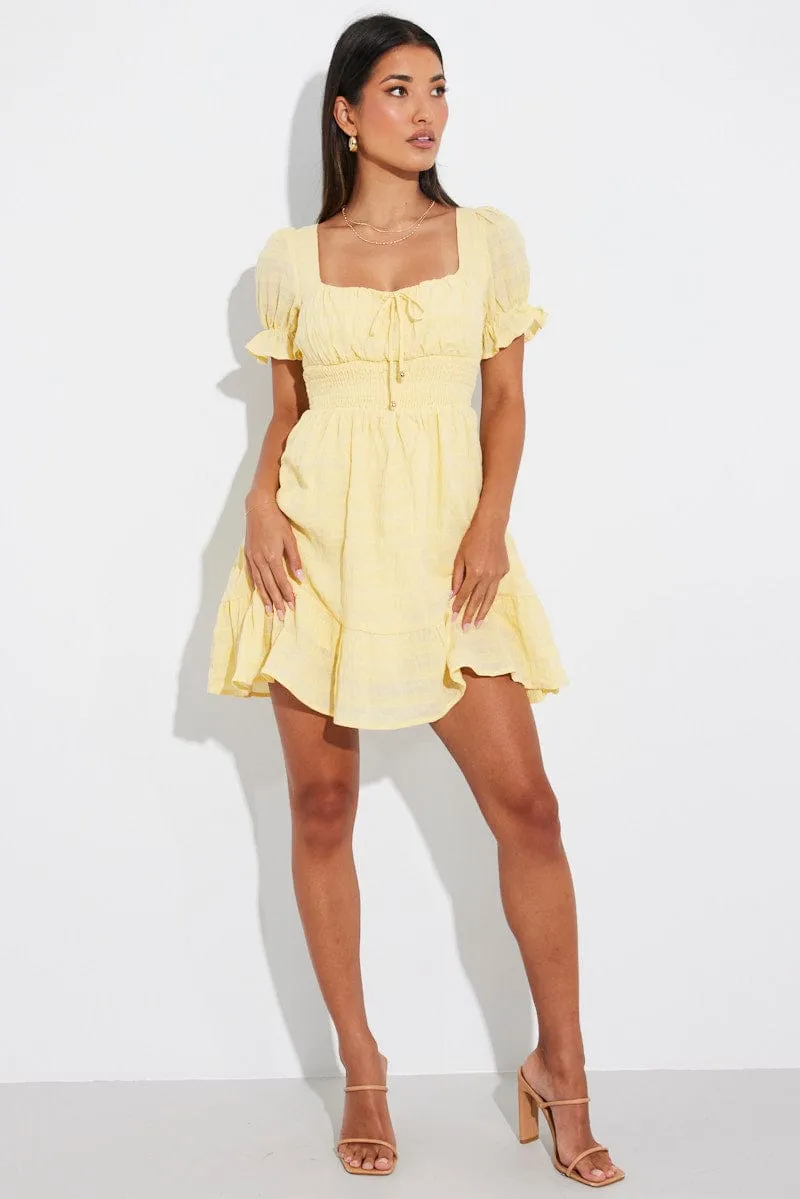 Yellow Fit And Flare Dress Puff Sleeve sold by Ally Fashion product image thumbnail 2