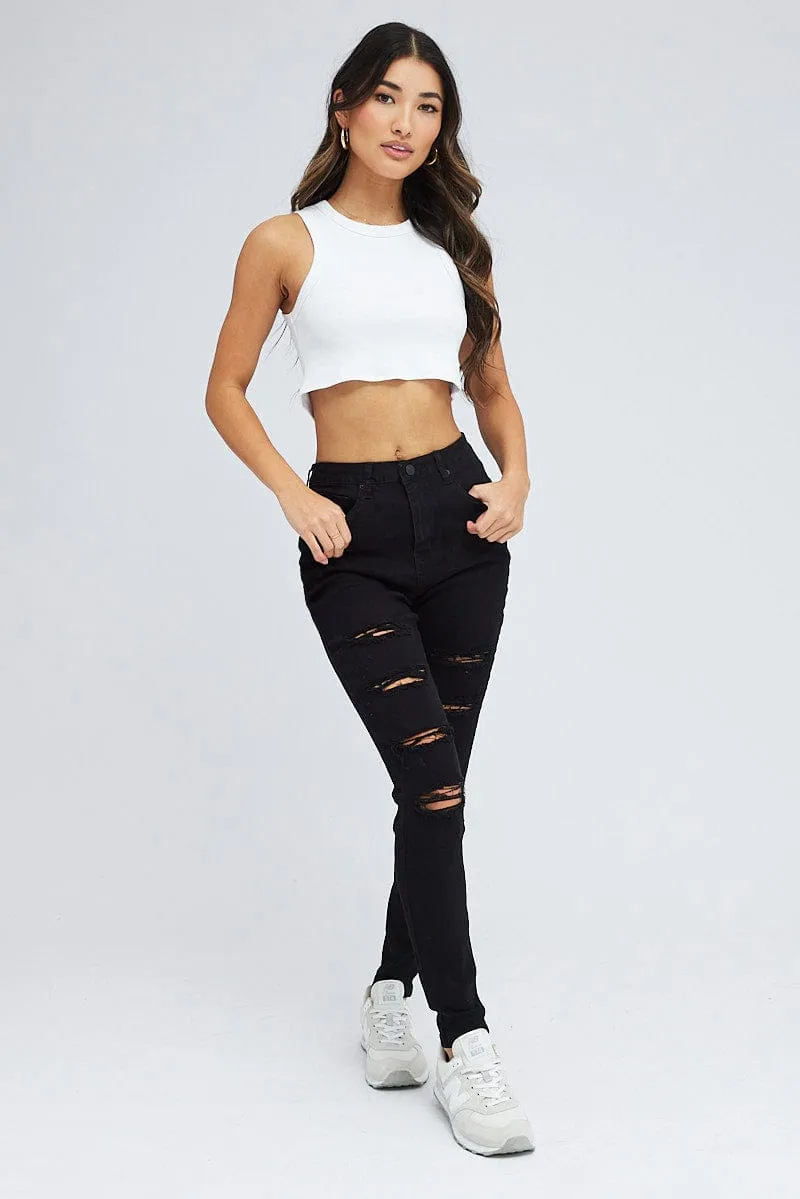 Black Skinny Denim Jeans High Rise sold by Ally Fashion product image thumbnail 3