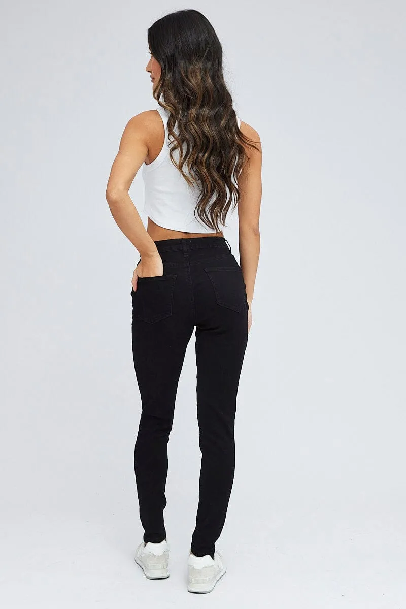 Black Skinny Denim Jeans High Rise sold by Ally Fashion product image thumbnail 5