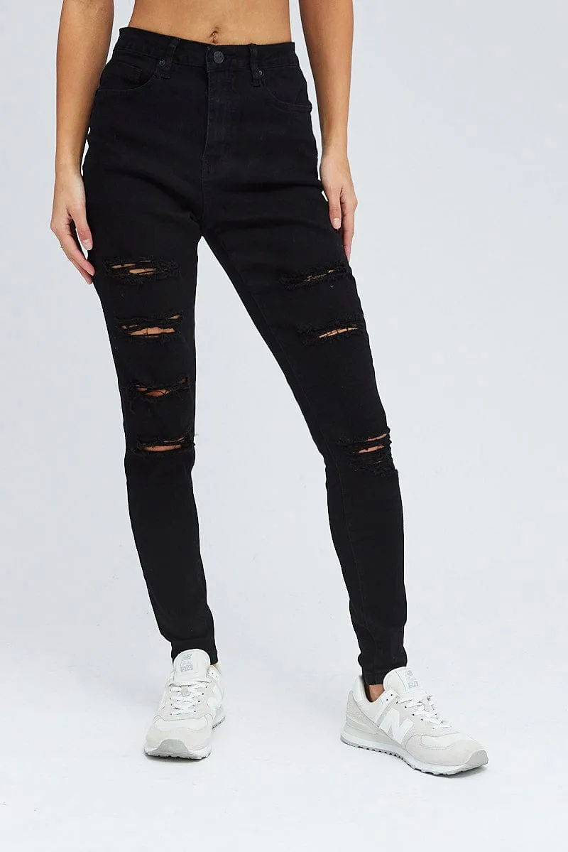 Black Skinny Denim Jeans High Rise sold by Ally Fashion product image thumbnail 2