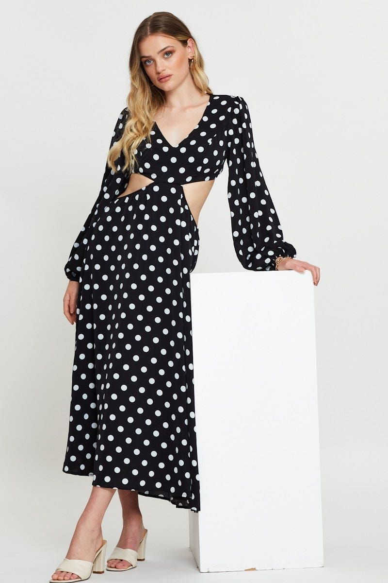 Polka Dot Max Dress Long Sleeve sold by Ally Fashion