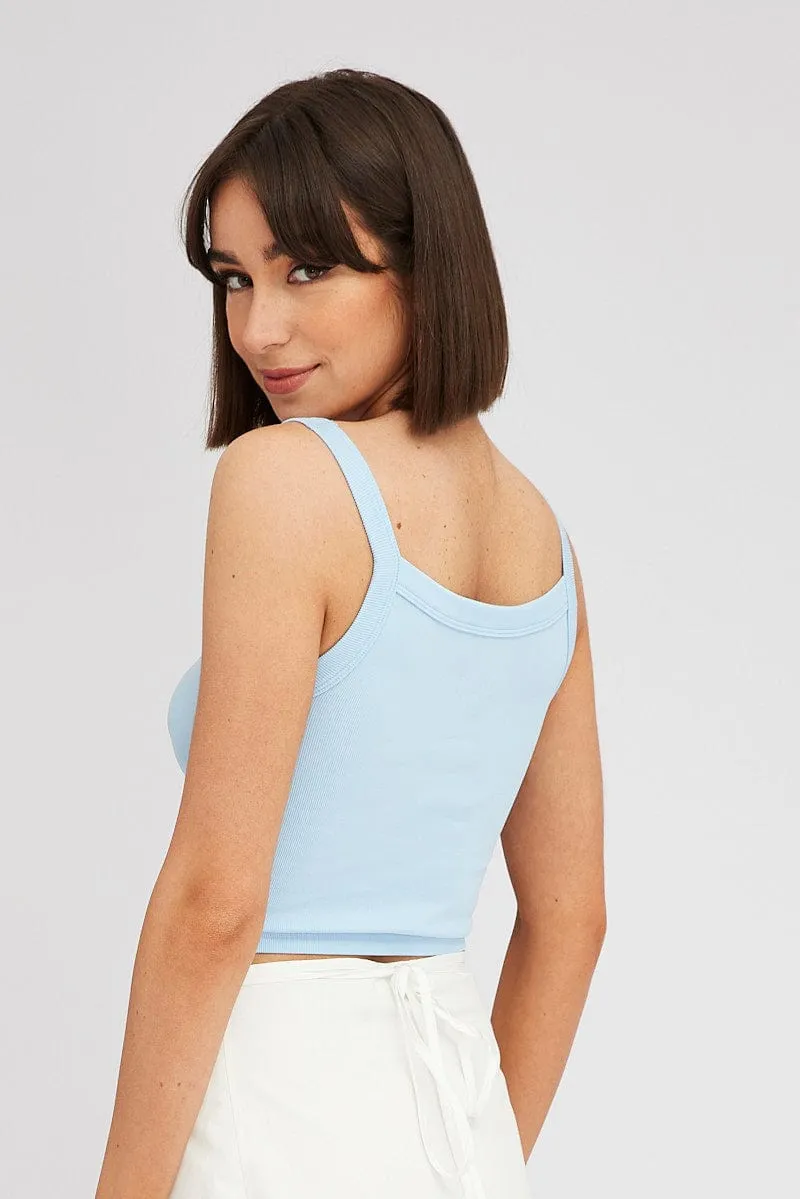 Blue Singlet Top Round Neck Seamles sold by Ally Fashion product image thumbnail 5