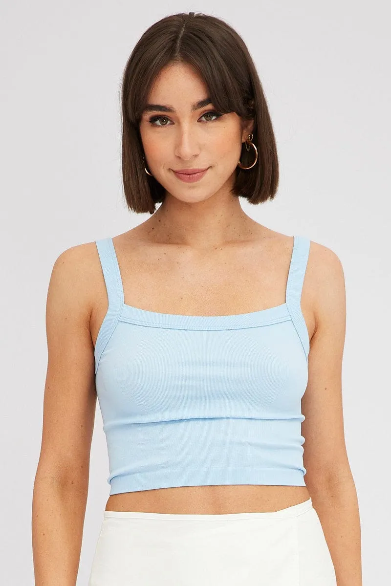 Blue Singlet Top Round Neck Seamles sold by Ally Fashion product image thumbnail 3