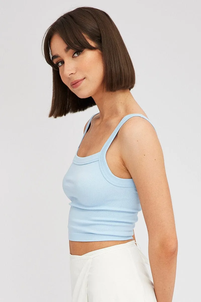 Blue Singlet Top Round Neck Seamles sold by Ally Fashion product image thumbnail 4