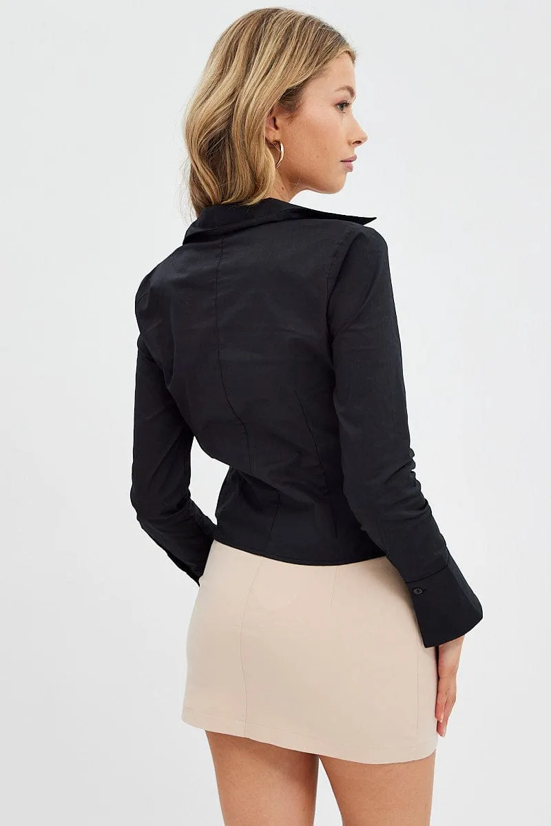 Black Shirt Long Sleeve Collar sold by Ally Fashion product image thumbnail 5