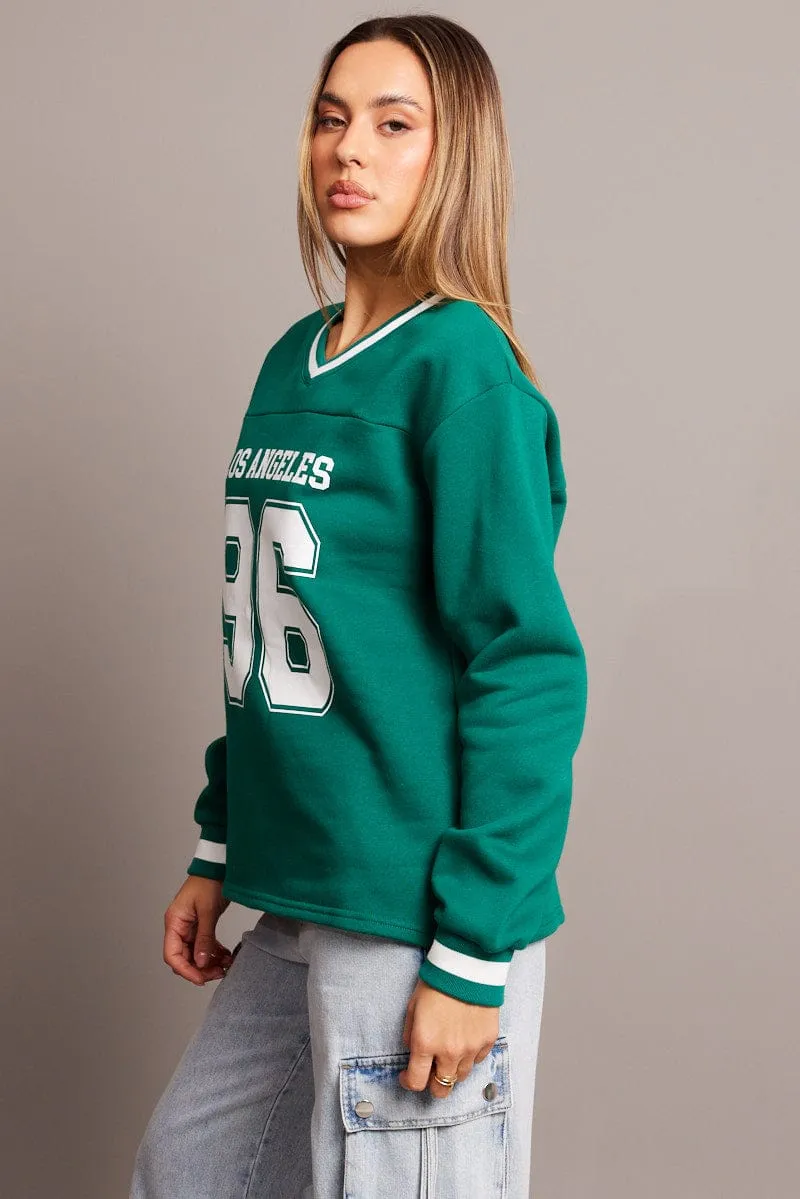 Green Graphic Tee Long Sleeve sold by Ally Fashion product image thumbnail 4