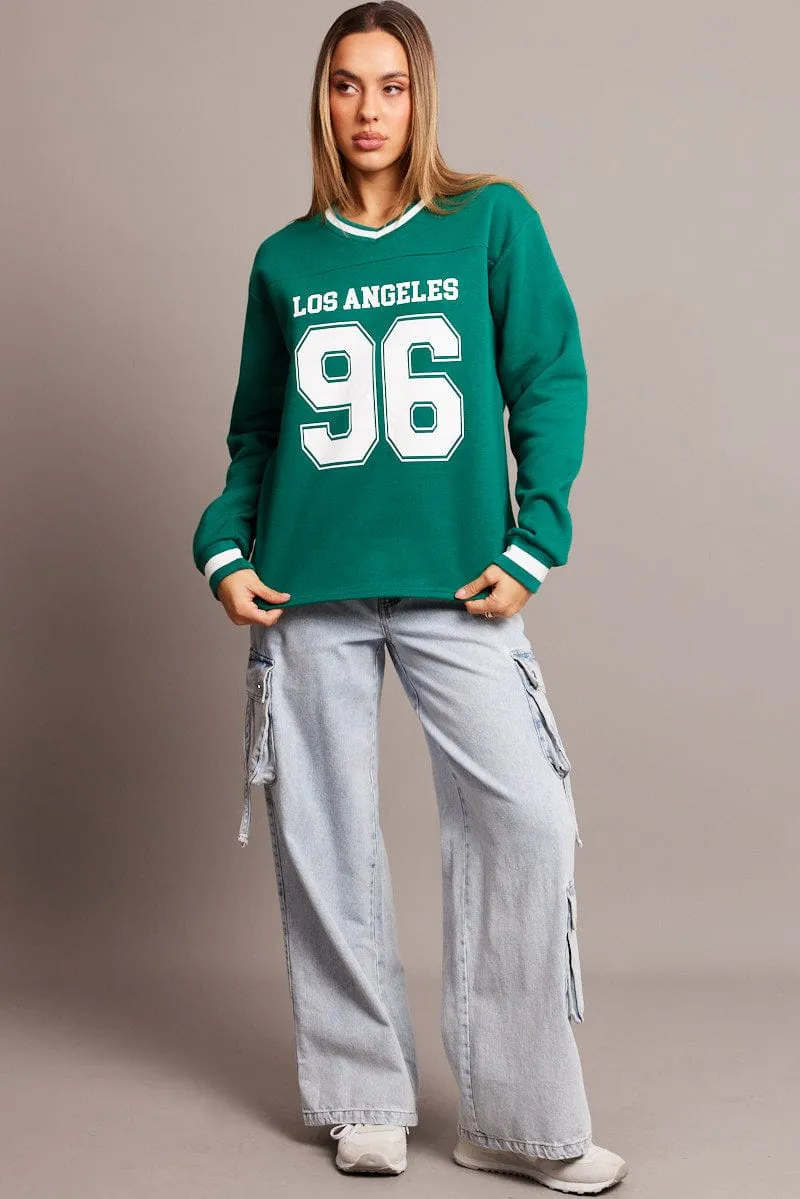 Green Graphic Tee Long Sleeve sold by Ally Fashion product image thumbnail 2