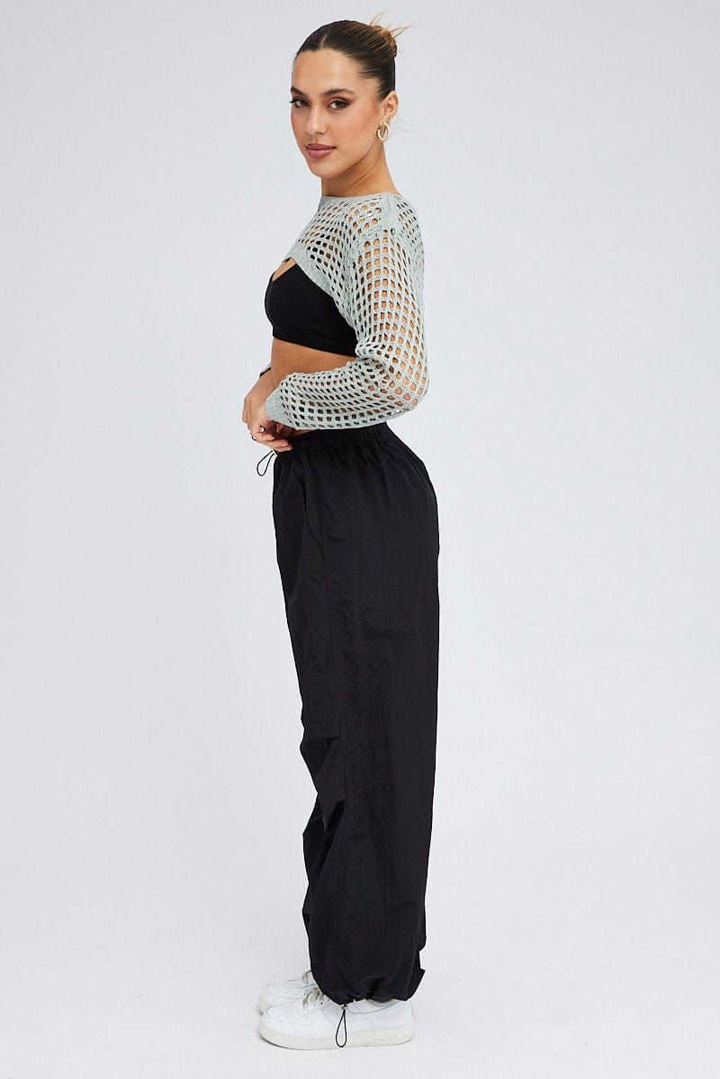 Black Parachute Cargo Pants Low Rise sold by Ally Fashion product image thumbnail 4