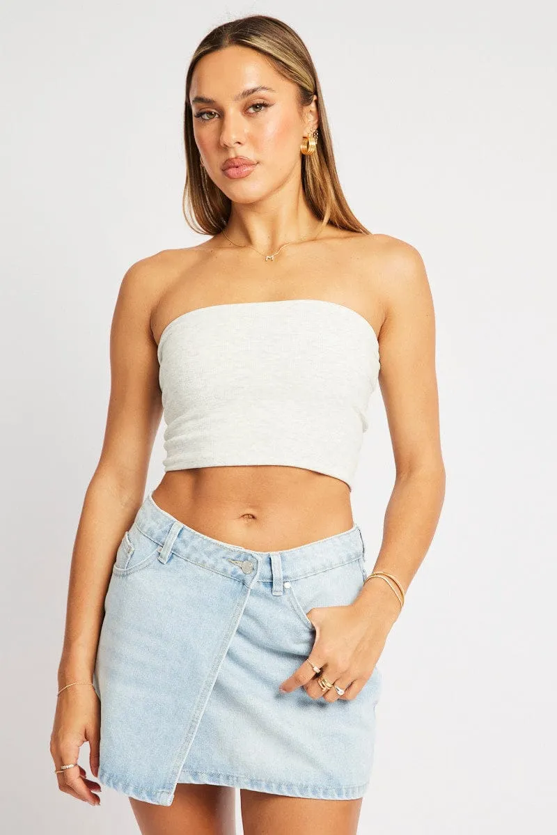 Grey Bandeau Top Cotton Rib sold by Ally Fashion product image thumbnail 3