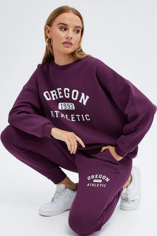 Purple Graphic Sweater Long Sleeves sold by Ally Fashion
